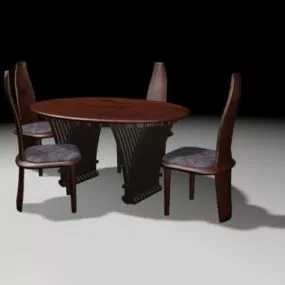 Round Wood Dinette Sets 3d model