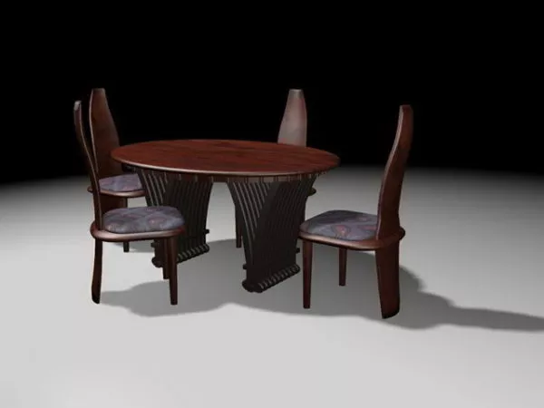 Round Wood Dinette Sets 3d model Round Wood Dinette Sets 3d model