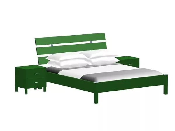 Rustic Platform Bed With Nightstands 3d model Rustic Platform Bed With Nightstands 3d model