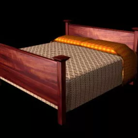 Rustic Wood Bed 3d model