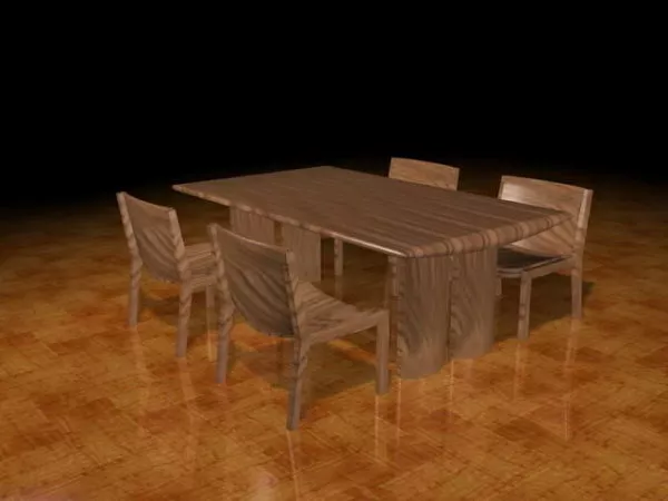 Rustic Wood Dining Set 3d model Rustic Wood Dining Set 3d model