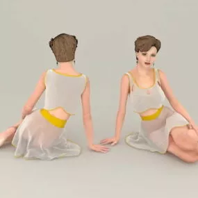 Sad Woman Sitting 3d model