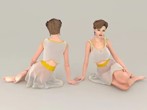 Sad Woman Sitting 3d model Sad Woman Sitting 3d model