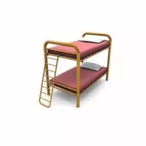 School Dormitory Metal Bunk Bed 3d model