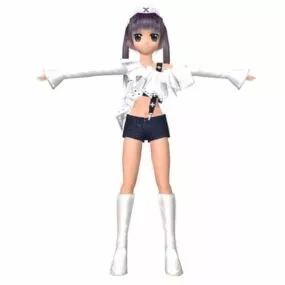 Anime School Girl Character 3d model