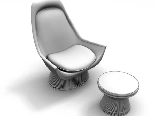Scoop Chair And Round Ottoman Stool 3d model Scoop Chair And Round Ottoman Stool 3d model