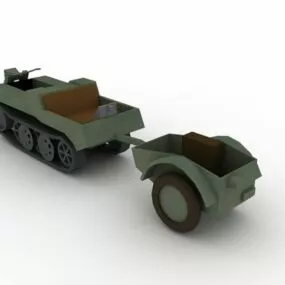 Sdkfz 2 Kettenkrad With Trailer 3d model
