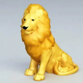 Seated Lion Sculpture 3d model
