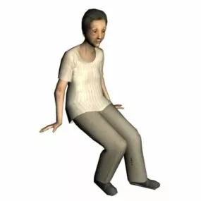 Senior Woman Sitting On Benc Character 3d model