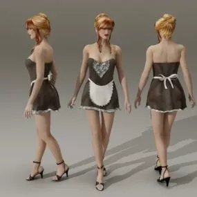 Sexy Blonde Maid 3d model