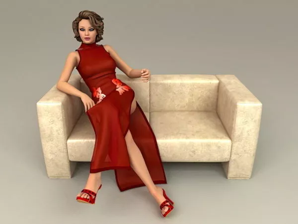 Sexy Woman Sitting On Couch 3d model Sexy Woman Sitting On Couch 3d model