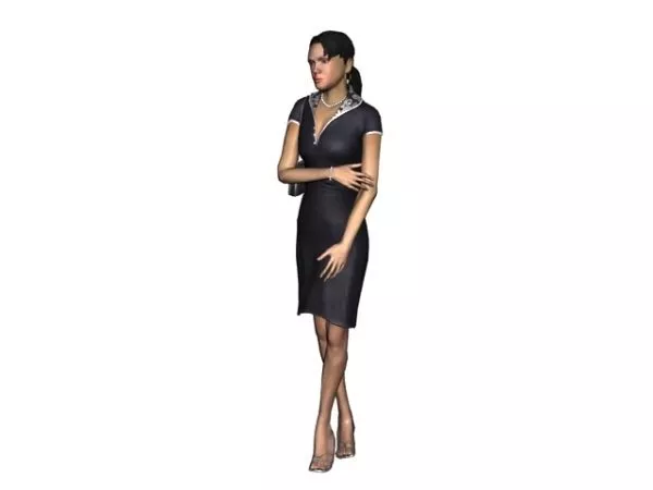 Character Lady Standing Legs Crossed 3d model Character Lady Standing Legs Crossed 3d model