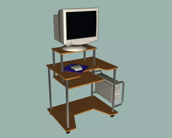 Simple Computer Table With Computer 3d model Simple Computer Table With Computer 3d model
