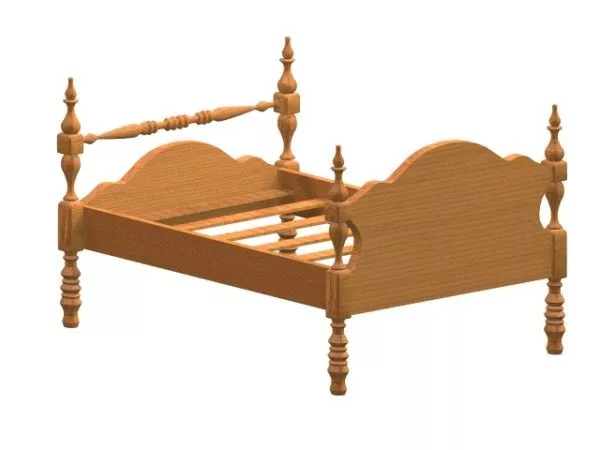 Single Low Post Bed 3d model Single Low Post Bed 3d model