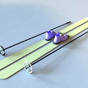 Skis With Poles 3d model