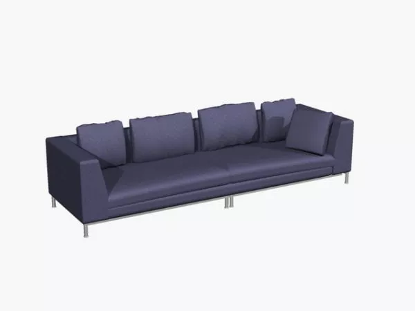 Slate Blue Cloth Sofa Settee 3d model Slate Blue Cloth Sofa Settee 3d model