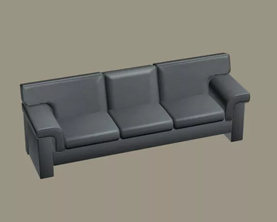 Slate Gray Leather Sofa 3d model Slate Gray Leather Sofa 3d model