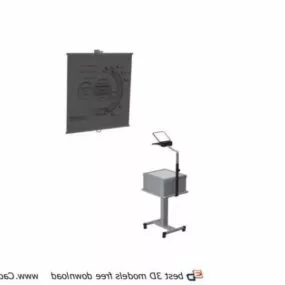 Slide Projectors And Projector Screen 3d model