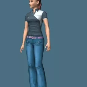 Slim Girl Rigged Character 3d model