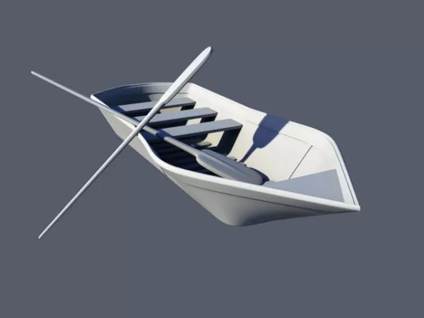 Old Chinese Wood Boat 3d model