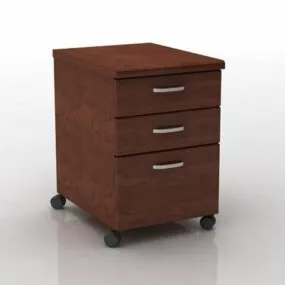 Small Wood Filing Cabinet 3d model