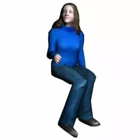 Smile Woman Sitting Character 3d model