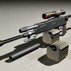 Sniper Rifle With Clips And Silencer 3d model