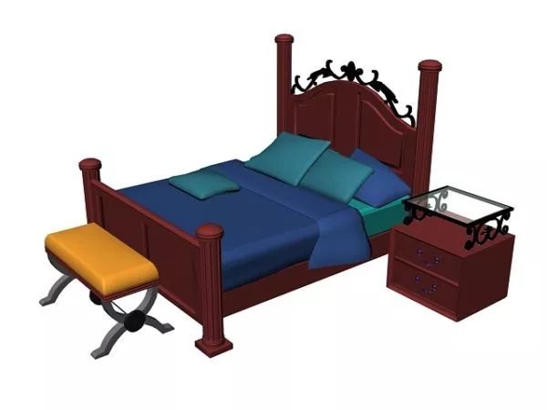 Nightstand Cabinet With Drawer 3d model