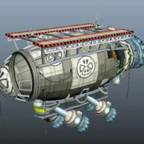 Steampunk Airship And Submarine 3d model