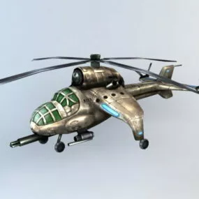 Steampunk Military Helicopter 3d model
