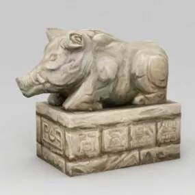 Stone Pig Sculpture 3d model