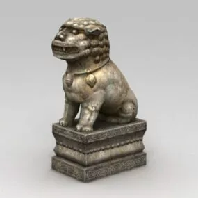 Stone Temple Lion 3d model