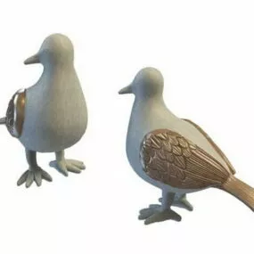 Stone Pigeon Statue Decoration 3d model