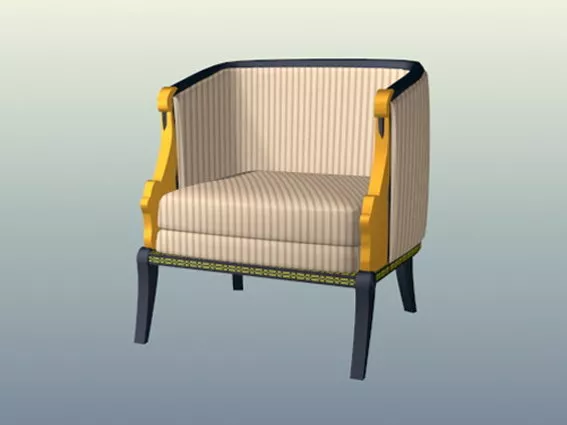 Striped Upholstered Chair 3d model Striped Upholstered Chair 3d model