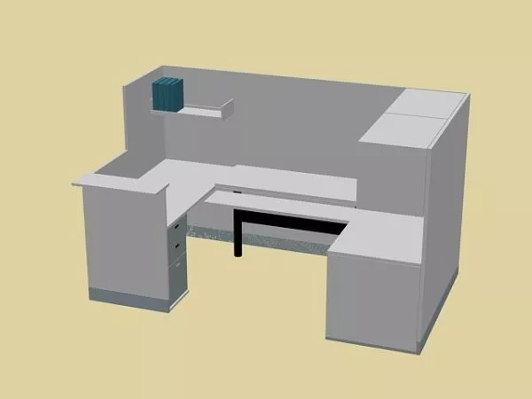 Open Office Table Chair Workstation 3d model