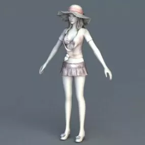 Summer Beach Girl 3d model