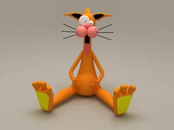 Cat With Meal Cartoon Character 3d model