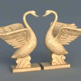 Swan Garden Statue 3d model