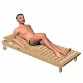 Character Swim Man Lying On Sunchair 3d model