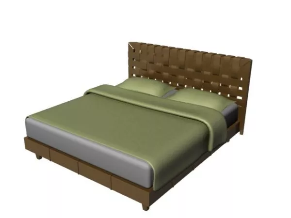 Teak Wood Mattress Double Bed 3d model Teak Wood Mattress Double Bed 3d model