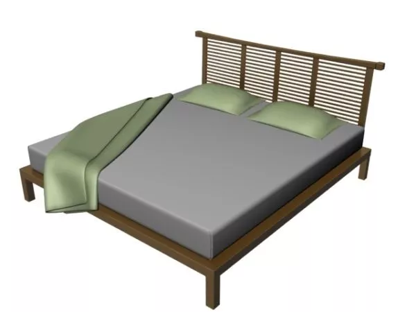 Teak Wood Platform Bed 3d model Teak Wood Platform Bed 3d model