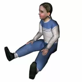 Character Teenage Boy Sitting Down 3d model