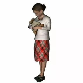 Character Teenage Girl Holding Toy 3d model
