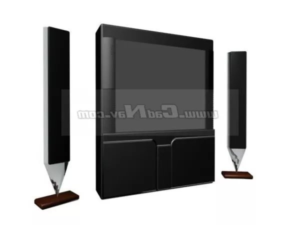 Room Television And Speakers Device 3d model Room Television And Speakers Device 3d model