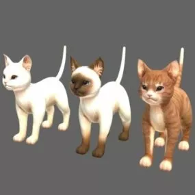 Three Cats Animals 3d model