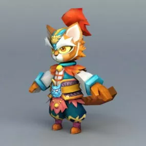 Tiger Warrior Cartoon 3d model