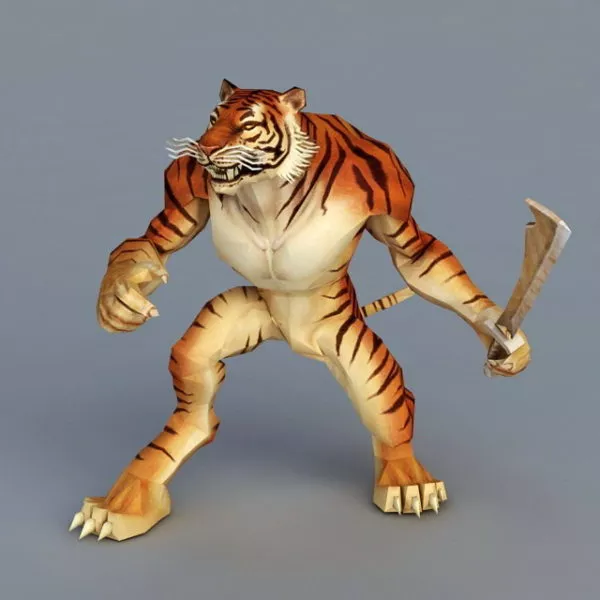 Tiger Warrior With Sword 3d model Tiger Warrior With Sword 3d model