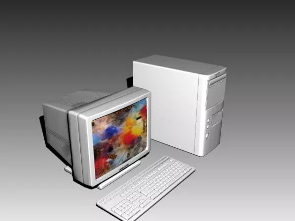 Square Lcd Monitor With Pc Mouse 3d model