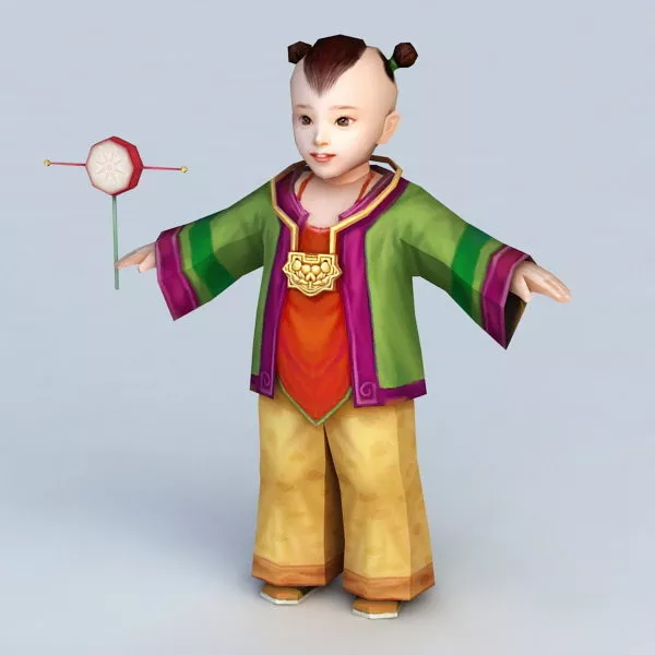 Traditional Chinese Toddler Boy 3d model Traditional Chinese Toddler Boy 3d model