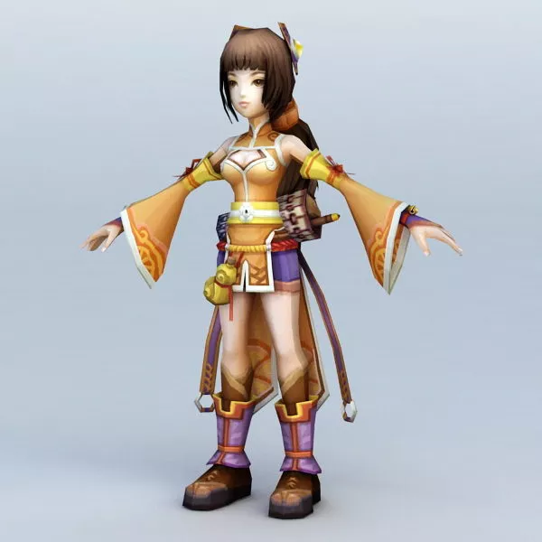 Traditional Japanese Anime Girl Free 3d Model - .Fbx - Open3dModel